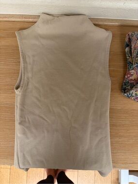 Zara Sleeveless Mock Neck Tank Top in Light Beige